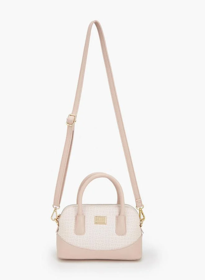 Flora Bella By Shoexpress Flora Bella Monogram Bag With Double Handles, Hanging Charm, And Additional Shoulder Strap